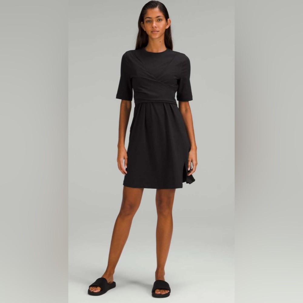 NWT Lululemon Pima Cotton Wrap-Front T-Shirt Dress
Black